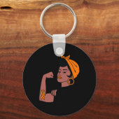 Leukemie Bewustzijn Maand Oranje Lint Warriors WO Sleutelhanger (Voorkant)