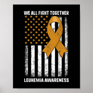 Leukemie Bewustzijn Oranje Ribbon USA Flag Warrior Poster