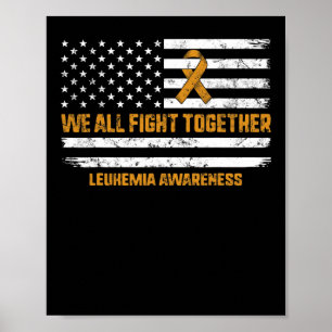 Leukemie Bewustzijn Oranje Ribbon USA Flag Warrior Poster