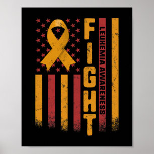 Leukemie Bewustzijn Oranje Ribbon USA Flag Warrior Poster