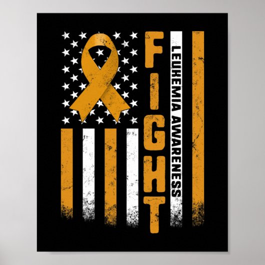 Leukemie Bewustzijn Oranje Ribbon USA Flag Warrior Poster (Voorkant)