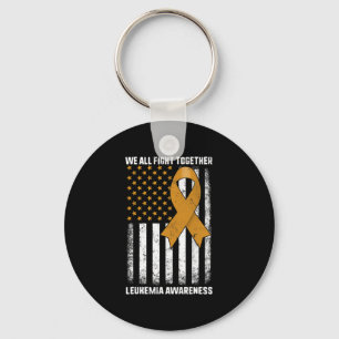 Leukemie Bewustzijn Oranje Ribbon USA Flag Warrior Sleutelhanger