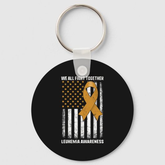 Leukemie Bewustzijn Oranje Ribbon USA Flag Warrior Sleutelhanger (Voorkant)