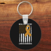 Leukemie Bewustzijn Oranje Ribbon USA Flag Warrior Sleutelhanger (Voorkant)
