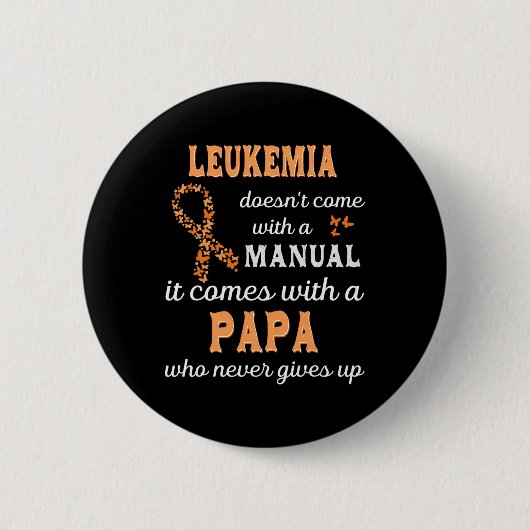 Leukemie bewustzijn Papa Ondersteuning Leukemie St Ronde Button 5,7 Cm (Voorkant)