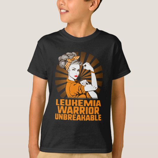 Leukemie Bewustzijn Sterke Strijder Vrouw Oranje R T-shirt (Voorkant)