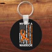 Leukemie Bewustzijn VS Amerikaanse vlag voor vrouw Sleutelhanger (Voorkant)