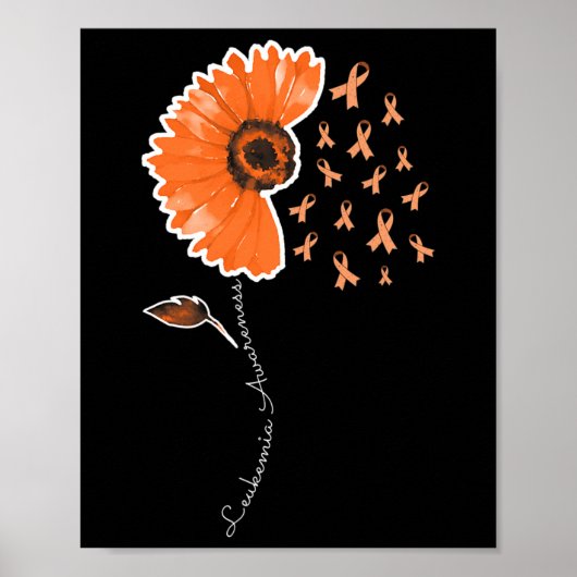 Leukemie Bewustzijn Warrior Oranje Lint Zonnebloem Poster (Voorkant)