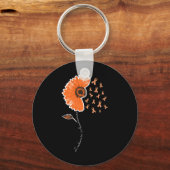 Leukemie Bewustzijn Warrior Oranje Lint Zonnebloem Sleutelhanger (Voorkant)