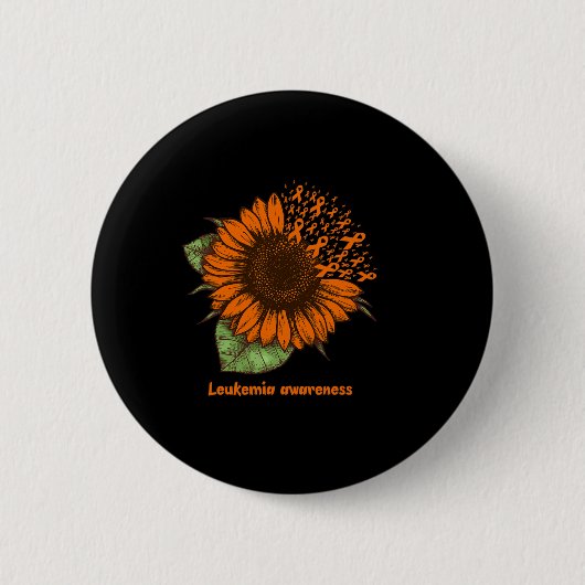 Leukemie Bewustzijn Zonnebloem Gift Warrior Surviv Ronde Button 5,7 Cm (Voorkant)