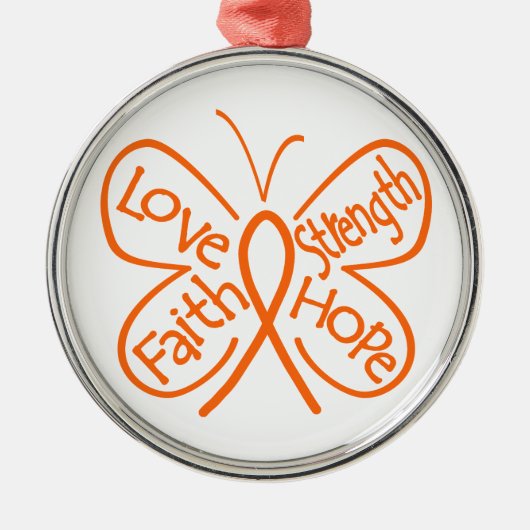 Leukemie Butterfly Inspirerende woorden Metalen Ornament (Voorkant)