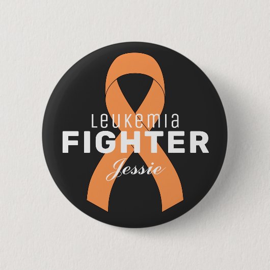 Leukemie Cancer Ribbon Black Button (Voorkant)