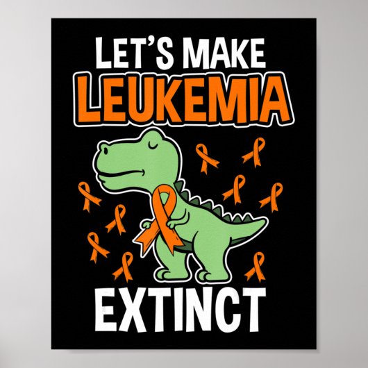 Leukemie Dinosaur Sinaasappel Ribbon Hematoloog Re Poster (Voorkant)