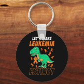 Leukemie Dinosaur Sinaasappel Ribbon Hematoloog Re Sleutelhanger (Voorkant)