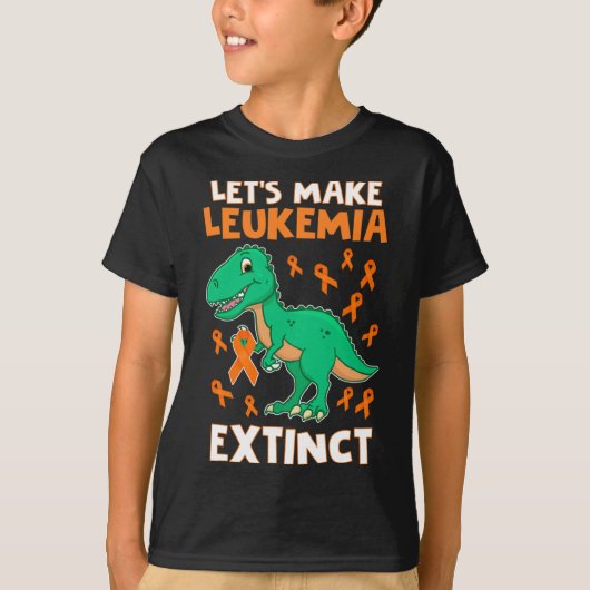 Leukemie Dinosaur Sinaasappel Ribbon Hematoloog Re T-shirt (Voorkant)
