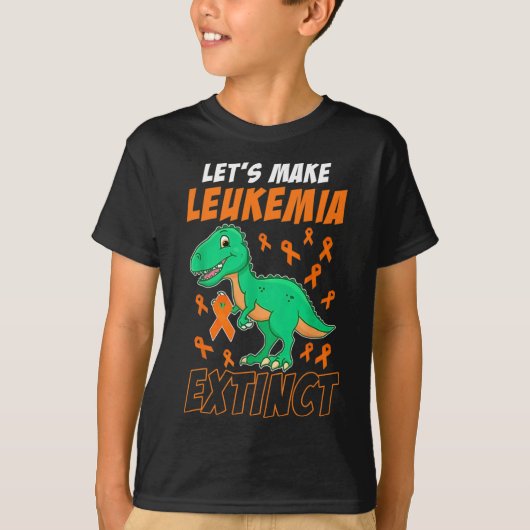 Leukemie Dinosaur Sinaasappel Ribbon Hematoloog Re T-shirt (Voorkant)