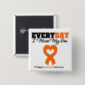 Leukemie Elke dag dat ik mijn zoon mis Vierkante Button 5,1 Cm (Voorkant /achterkant)