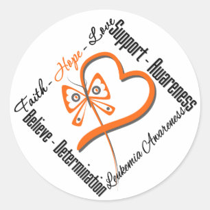 Leukemie Faith Hope Love Butterfly Ronde Sticker