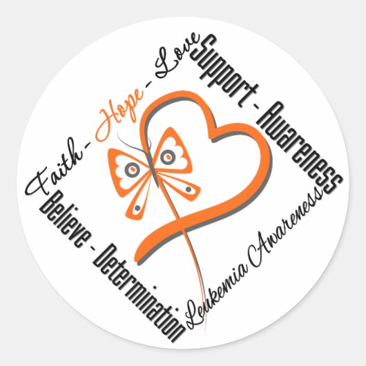 Leukemie Faith Hope Love Butterfly Ronde Sticker (Voorkant)