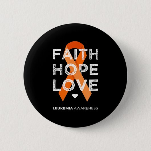 Leukemie Faith Hope Love Oranje Ribbon Leukemia Aw Ronde Button 5,7 Cm (Voorkant)