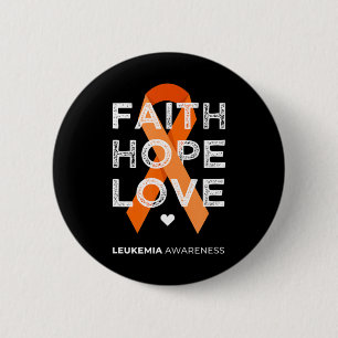 Leukemie Faith Hope Love Oranje Ribbon Leukemia Aw Ronde Button 5,7 Cm