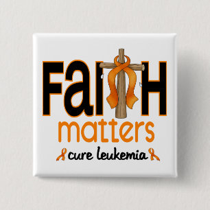Leukemie Faith Matters Cross 1 Vierkante Button 5,1 Cm