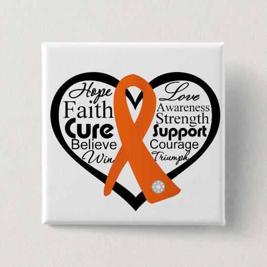 Leukemie Hart Ribbon Collage Vierkante Button 5,1 Cm (Voorkant)