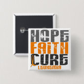 Leukemie HOPE FAITH CURE Vierkante Button 5,1 Cm (Voorkant /achterkant)
