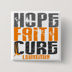 Leukemie HOPE FAITH CURE Vierkante Button 5,1 Cm