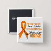Leukemie I Prouwig Oranje Draag Vierkante Button 5,1 Cm (Voorkant /achterkant)