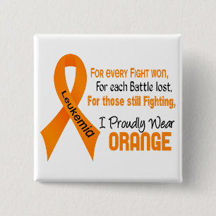 Leukemie I Prouwig Oranje Draag Vierkante Button 5,1 Cm
