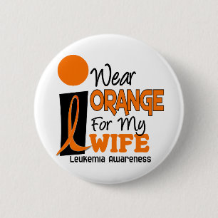 Leukemie Ik DRAAG ORANJE VOOR MIJN VROUW 9 Ronde Button 5,7 Cm