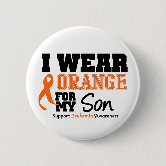 Leukemie Ik Draag Oranje voor mijn zoon Ronde Button 5,7 Cm (Voorkant)