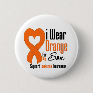 Leukemie Ik Draag Oranje voor mijn zoon Ronde Button 5,7 Cm