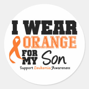 Leukemie Ik Draag Oranje voor mijn zoon Ronde Sticker