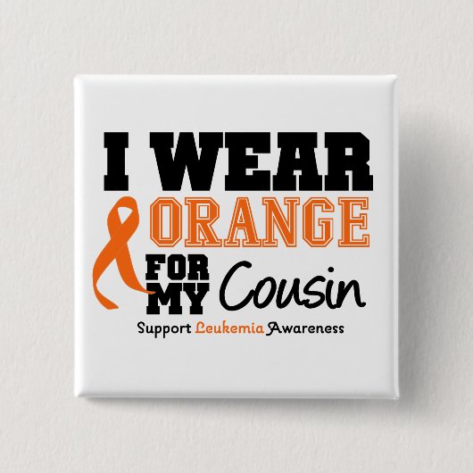 Leukemie Ik Draag Oranje voor neef Vierkante Button 5,1 Cm (Voorkant)