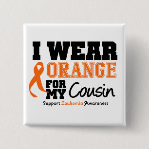 Leukemie Ik Draag Oranje voor neef Vierkante Button 5,1 Cm