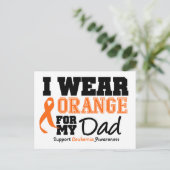 Leukemie Ik Draag Oranje voor papa Briefkaart (Staand voorkant)