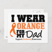 Leukemie Ik Draag Oranje voor papa Briefkaart (Voorkant / Achterkant)