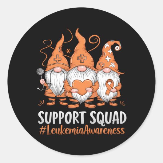 Leukemie Kanker Bewustzijn Gnome Ondersteuningstea Ronde Sticker (Voorkant)