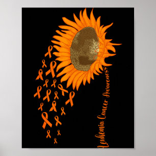 Leukemie kanker bewustzijn oranje lint zonnebloem poster