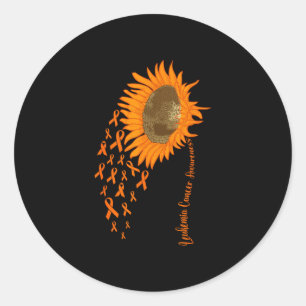 Leukemie kanker bewustzijn oranje lint zonnebloem  ronde sticker
