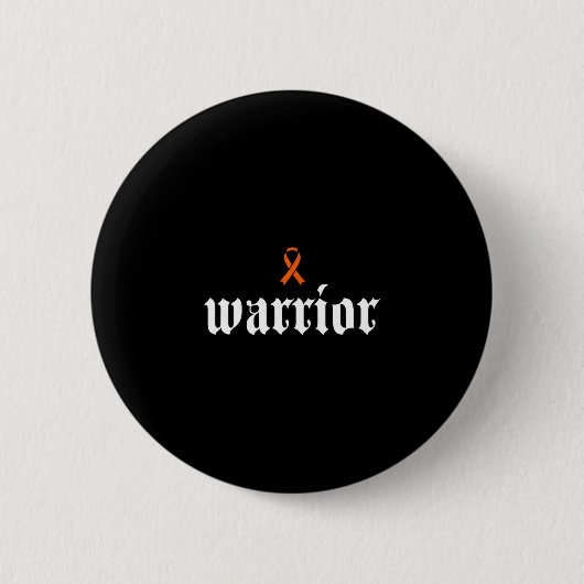 Leukemie kanker bewustzijn warrior oranje lint ronde button 5,7 cm (Voorkant)
