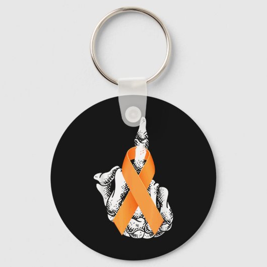 Leukemie Kanker Middelvinger Leukemie Bewustzijn Sleutelhanger (Voorkant)