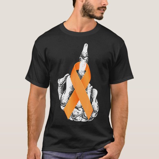 Leukemie Kanker Middelvinger Leukemie Bewustzijn T-shirt (Voorkant)