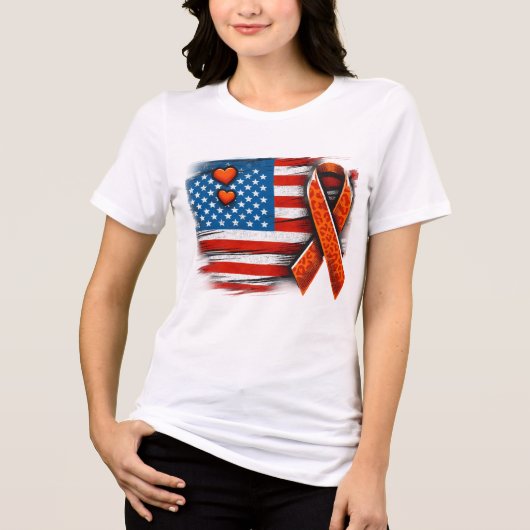 Leukemie Kanker Vlag Shirt, Onafhankelijkheidsdag  Tri-Blend Shirt (Voorkant)