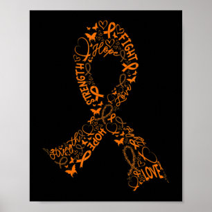 Leukemie kankerbestrijder Oranje lintwaren Poster