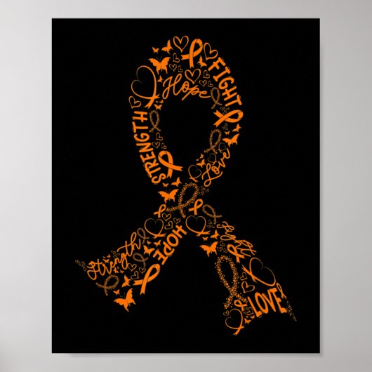 Leukemie kankerbestrijder Oranje lintwaren Poster (Voorkant)