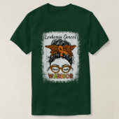 Leukemie Kankerkanker Starrior Messy Bun Oranje Ri T-shirt (Design voorkant)