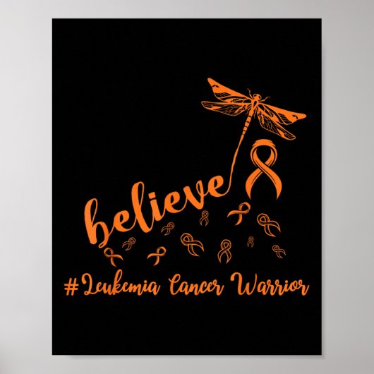 Leukemie Kankerstrijder Dragonfly Geloof Hoop Poster (Voorkant)